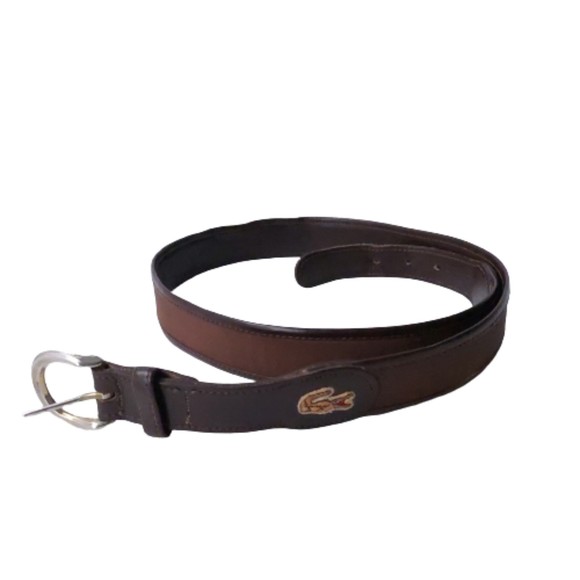 Lacoste 2115 Brown Leather Belt with Fabric 36/90 - Picture 1 of 6